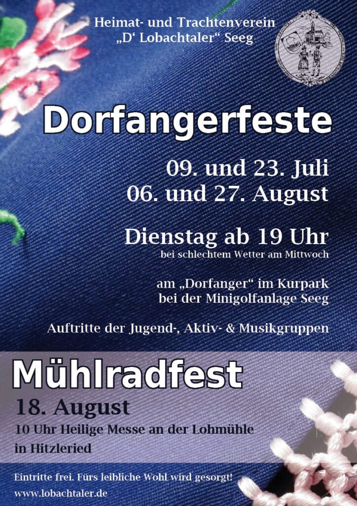 Dorfangerfeste + Mühlradfest 2024